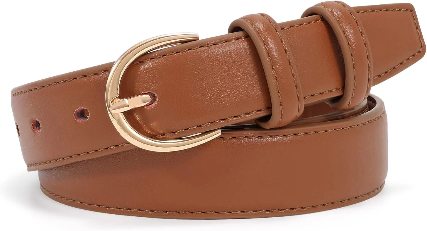 JASGOOD Women's Leather Belt Fashion Dress Belt with Gold Buckle for Ladies Jeans Pants