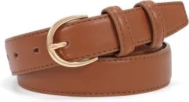 JASGOOD Women's Leather Belt Fashion Dress Belt with Gold Buckle for Ladies Jeans Pants
