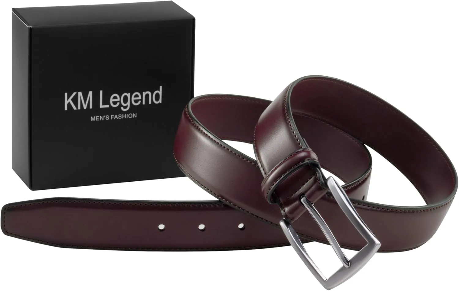 KM Legend Mens Leather Dress Belt for Work Business and Casual