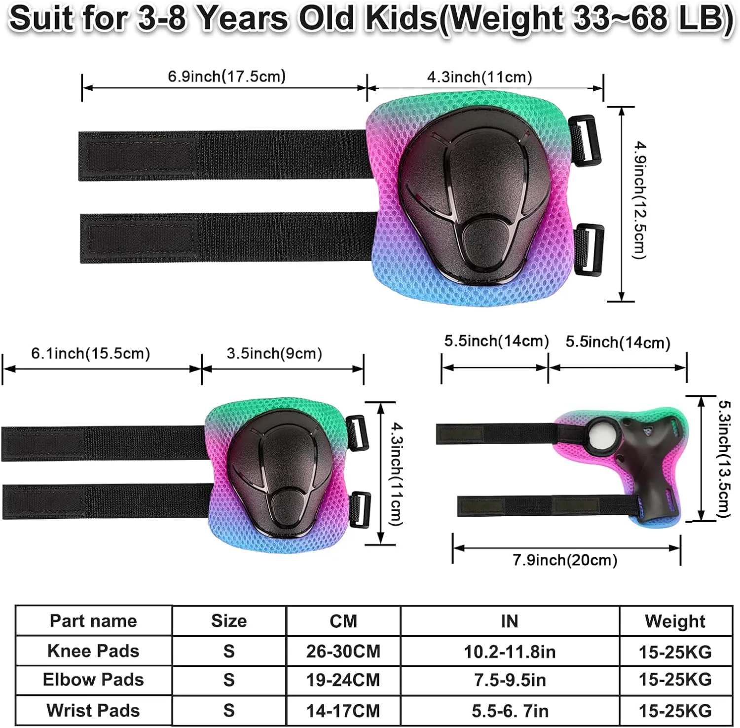 Knee Pads for Kids 3-14 Years Toddler Knee and Elbow Pads with Wrist Guards 3 in 1 for Bicycle Scooter Roller Skates Skateboarding