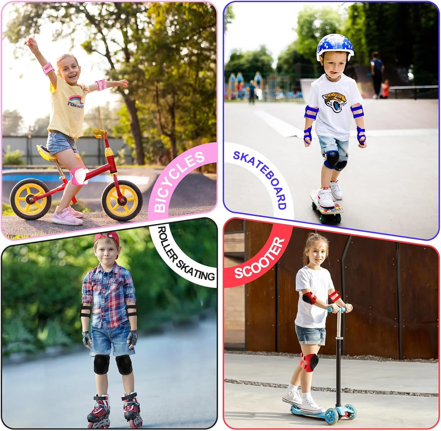 Knee Pads for Kids 3-14 Years Toddler Knee and Elbow Pads with Wrist Guards 3 in 1 for Bicycle Scooter Roller Skates Skateboarding