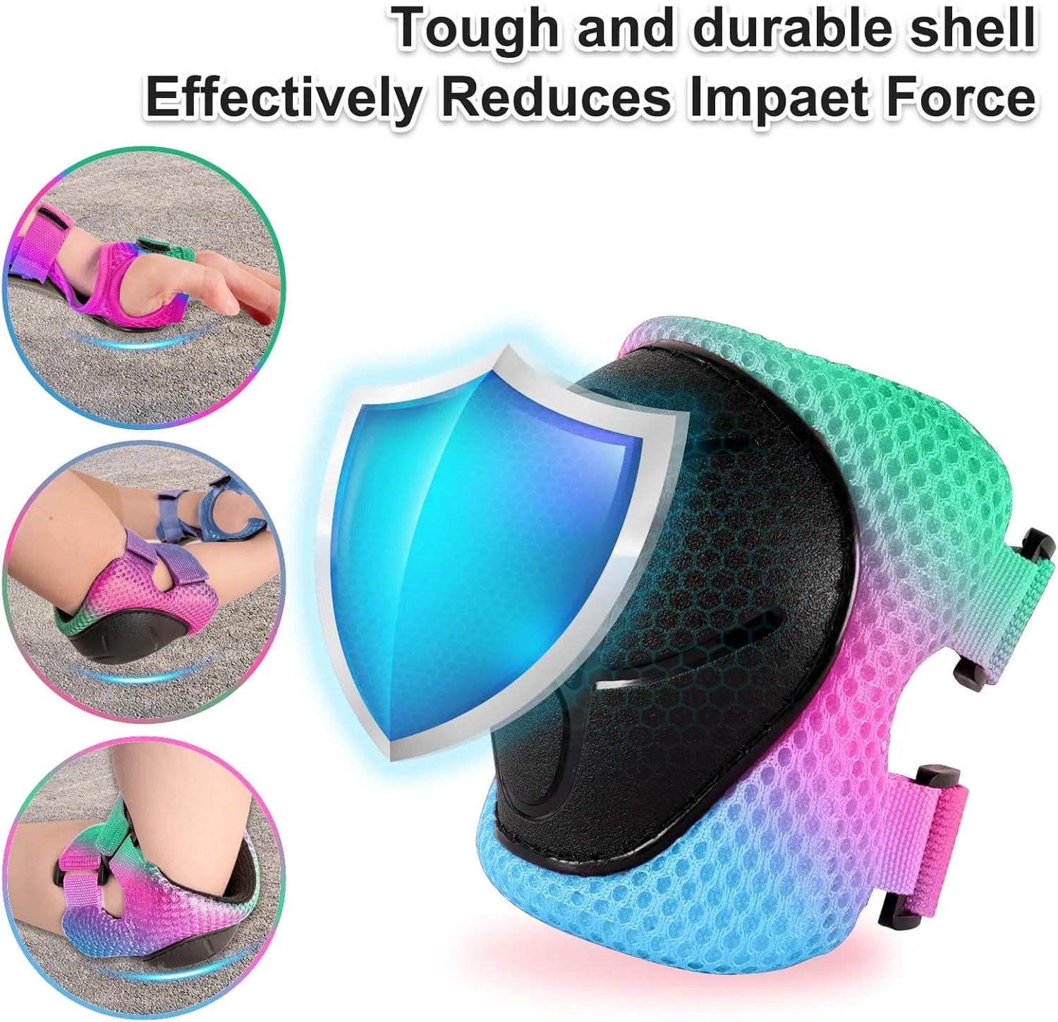 Knee Pads for Kids 3-14 Years Toddler Knee and Elbow Pads with Wrist Guards 3 in 1 for Bicycle Scooter Roller Skates Skateboarding