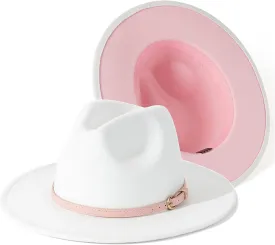 Lisianthus Womens & Mens Fedora Hats Two Tone Felt Dress Panama Hat