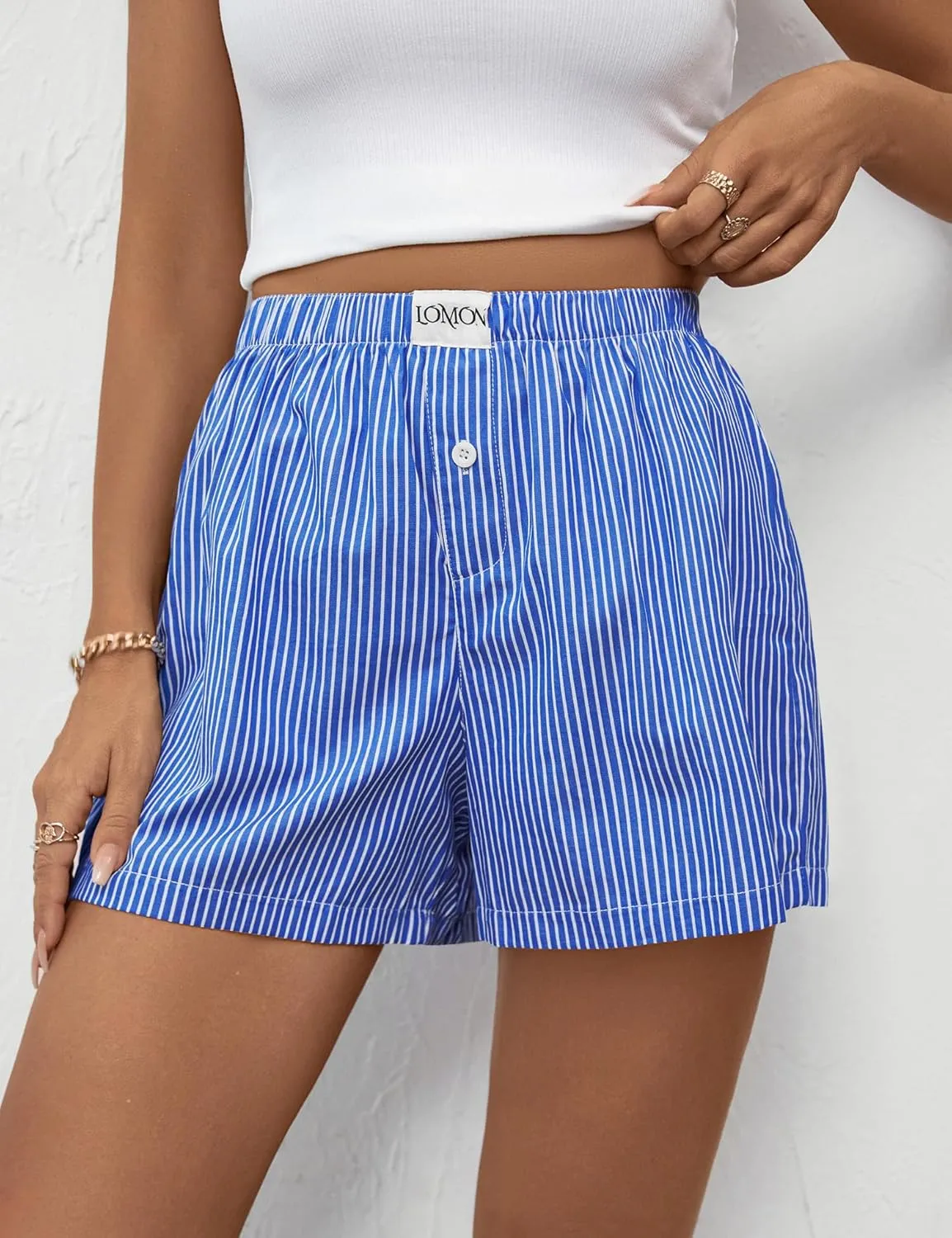 LOMON Womens Boxer Shorts Casual Summer Cotton Pajama Lounge Sleep Pj Gingham Plaid Shorts Y2K Beach Bottoms