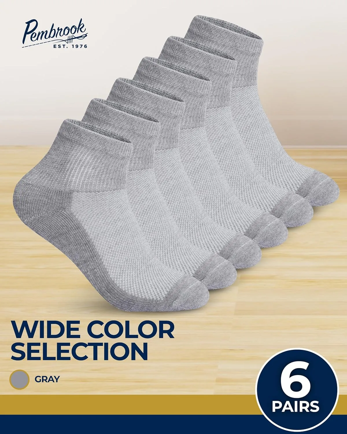 Pembrook Ankle Diabetic Socks for Women & Men | 6 Pairs | Wide Non Binding Socks Quarter Length | Edema Neuropathy Socks
