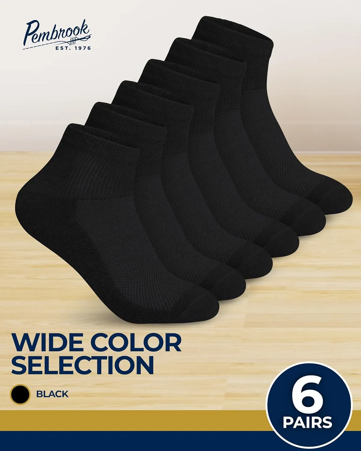 Pembrook Ankle Diabetic Socks for Women & Men | 6 Pairs | Wide Non Binding Socks Quarter Length | Edema Neuropathy Socks