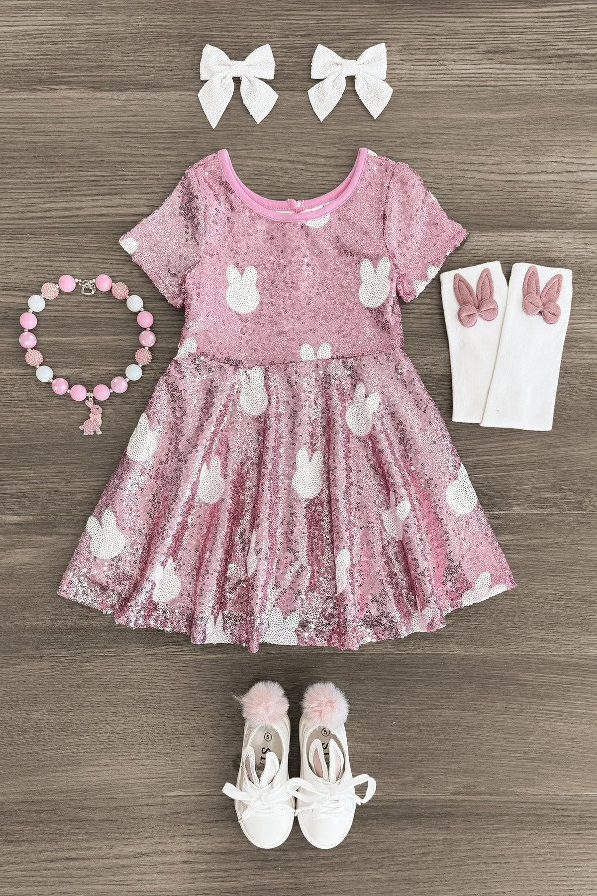 Pink Sequin Bunny Dress