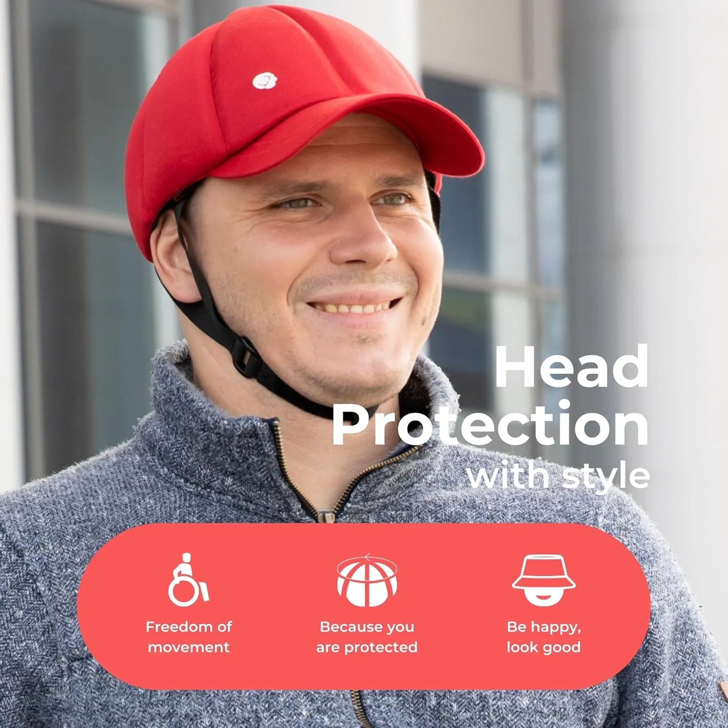 Ribcap Baseball Cap Medical Grade Protective Helmet | Red | Size: Small - Medium (Head Circumference 20-23") | Soft Helmet for Epilepsy | Protective Helmet for Seizures | Fashionable and No Stigma