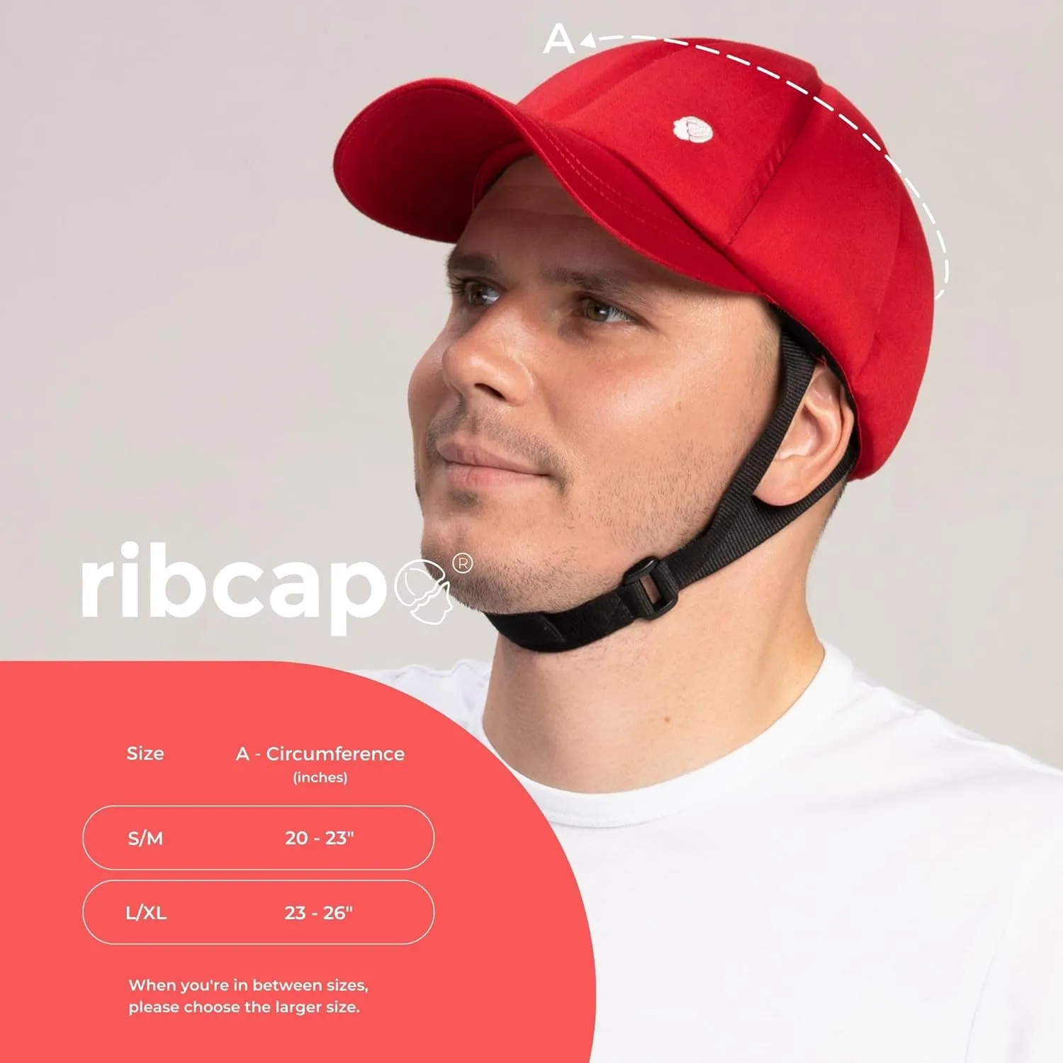 Ribcap Baseball Cap Medical Grade Protective Helmet | Red | Size: Small - Medium (Head Circumference 20-23") | Soft Helmet for Epilepsy | Protective Helmet for Seizures | Fashionable and No Stigma