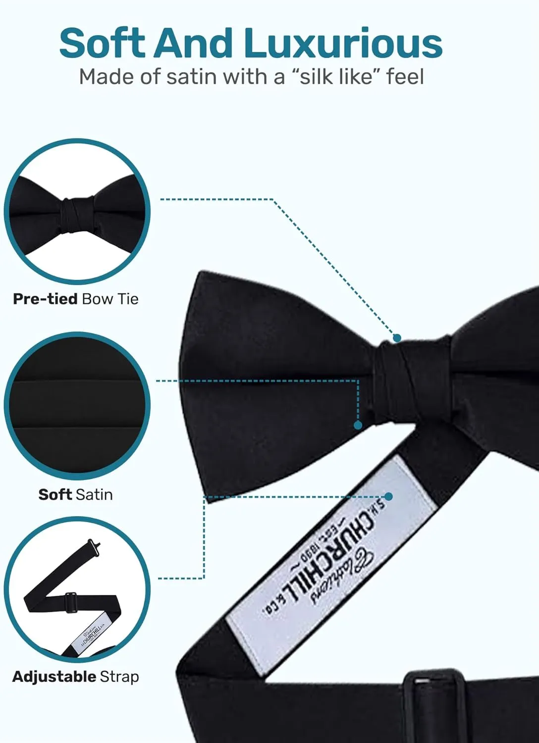 S.H. Churchill & Co. Men's Formal Satin Bowtie and Cummerbund Set