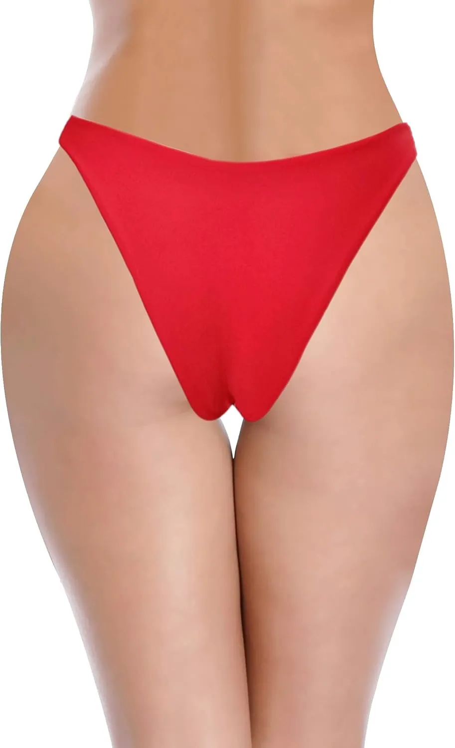 SHEKINI Women's U Cut Bikini Bottom High Cut Leg Brazilian Swim Bottom Low Rise Bottom
