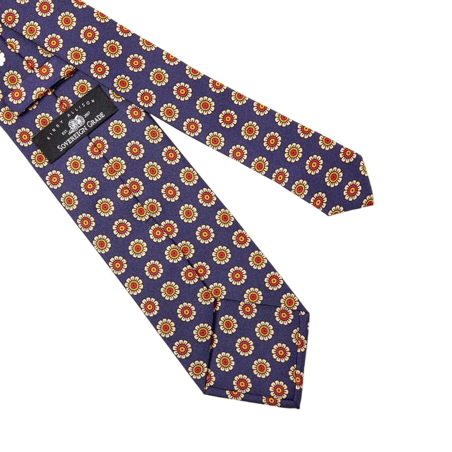 Sovereign Grade Navy Daisy Spring Madder Buff Tie (150x8.5 cm)