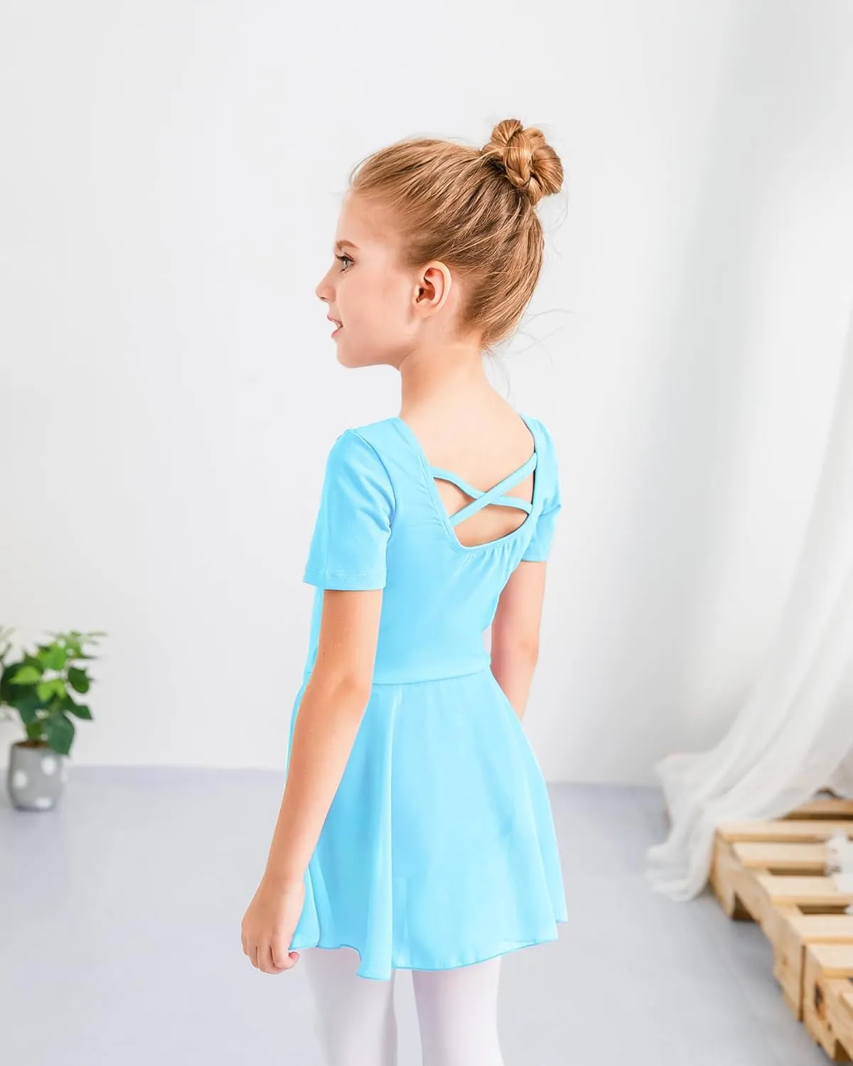 Stelle Ballet Leotards for Girls Dance Leotard with Skirt Toddler Ballet Outfit Criss-Cross Bow Back (Little/Big Kid)