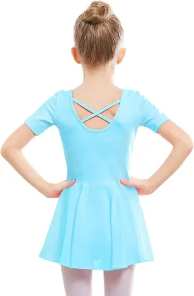 Stelle Ballet Leotards for Girls Dance Leotard with Skirt Toddler Ballet Outfit Criss-Cross Bow Back (Little/Big Kid)