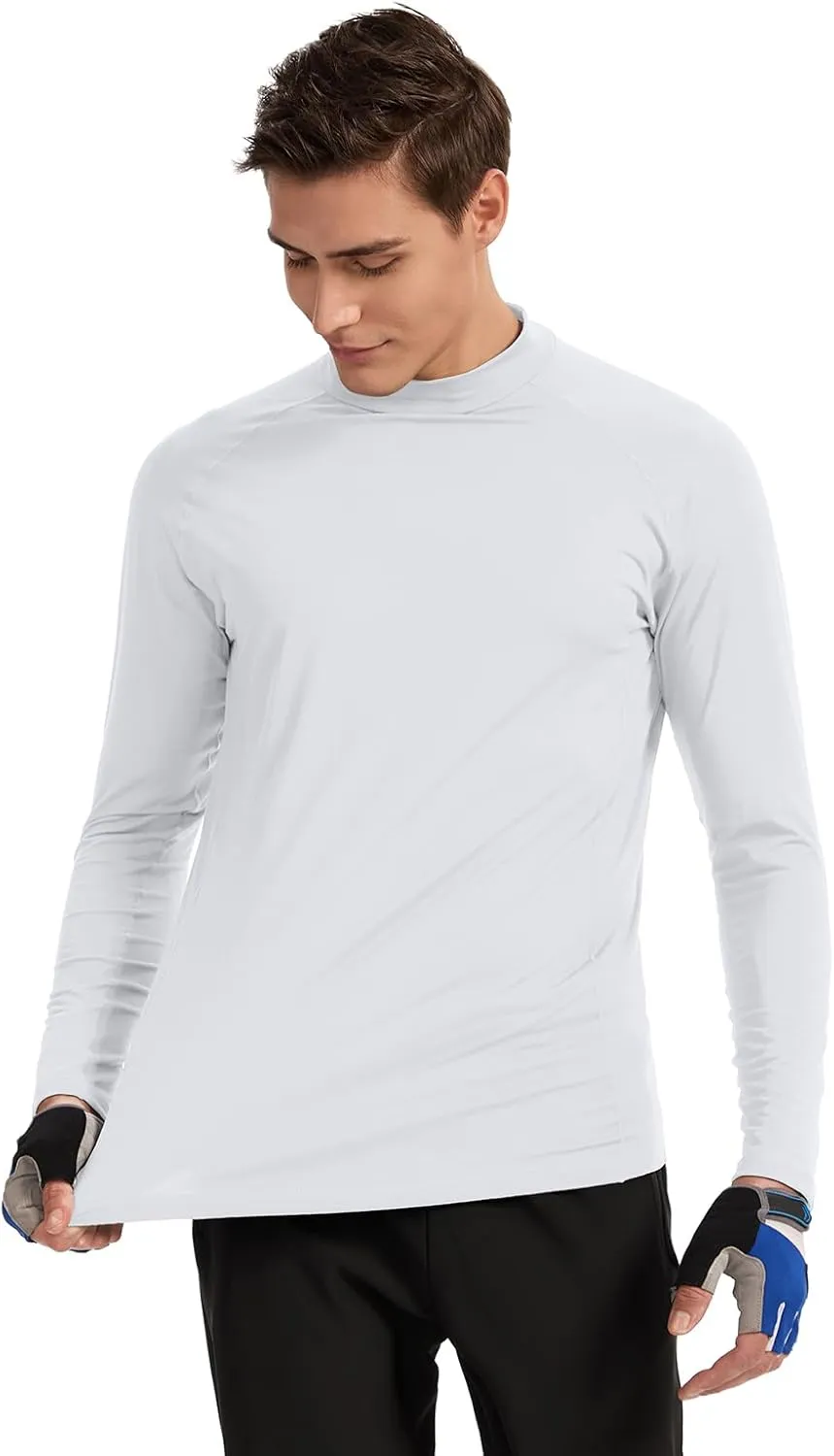 TIHEEN Mens Mock Turtleneck Long Sleeve Shirts Basic Thermal Turtle Neck Undershirt Lightweight Pullover Top