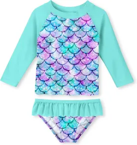 UNIFACO Toddler Girls Swimsuit Rashguard Set Summer Beach Breathable Tankini with UPF 50  Sun Protection 2-8T