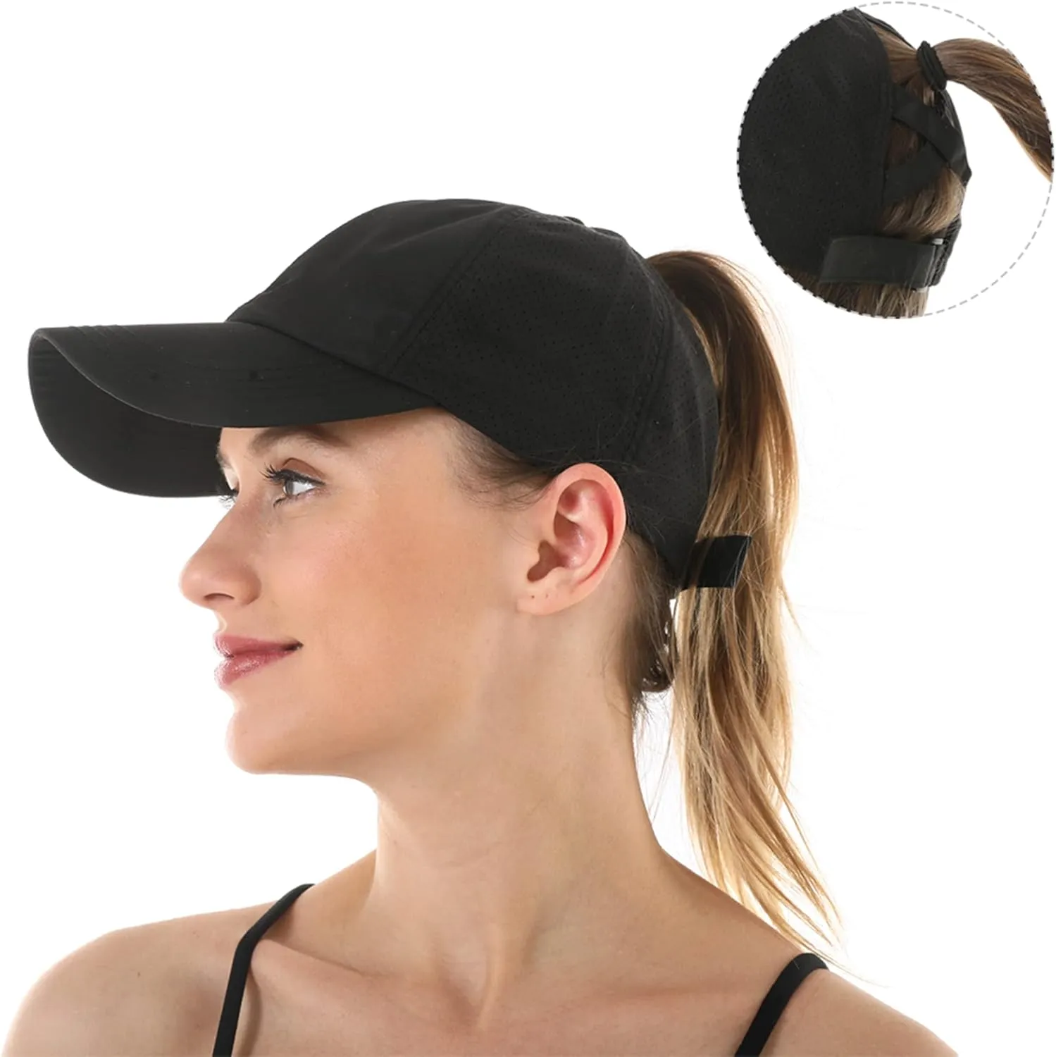 UTTPLL Womens Ponytail Baseball Cap Adjustable Ponycap Trucker Hats Summer Mesh Outdoor Sports Criss Cross Caps Dad Hat