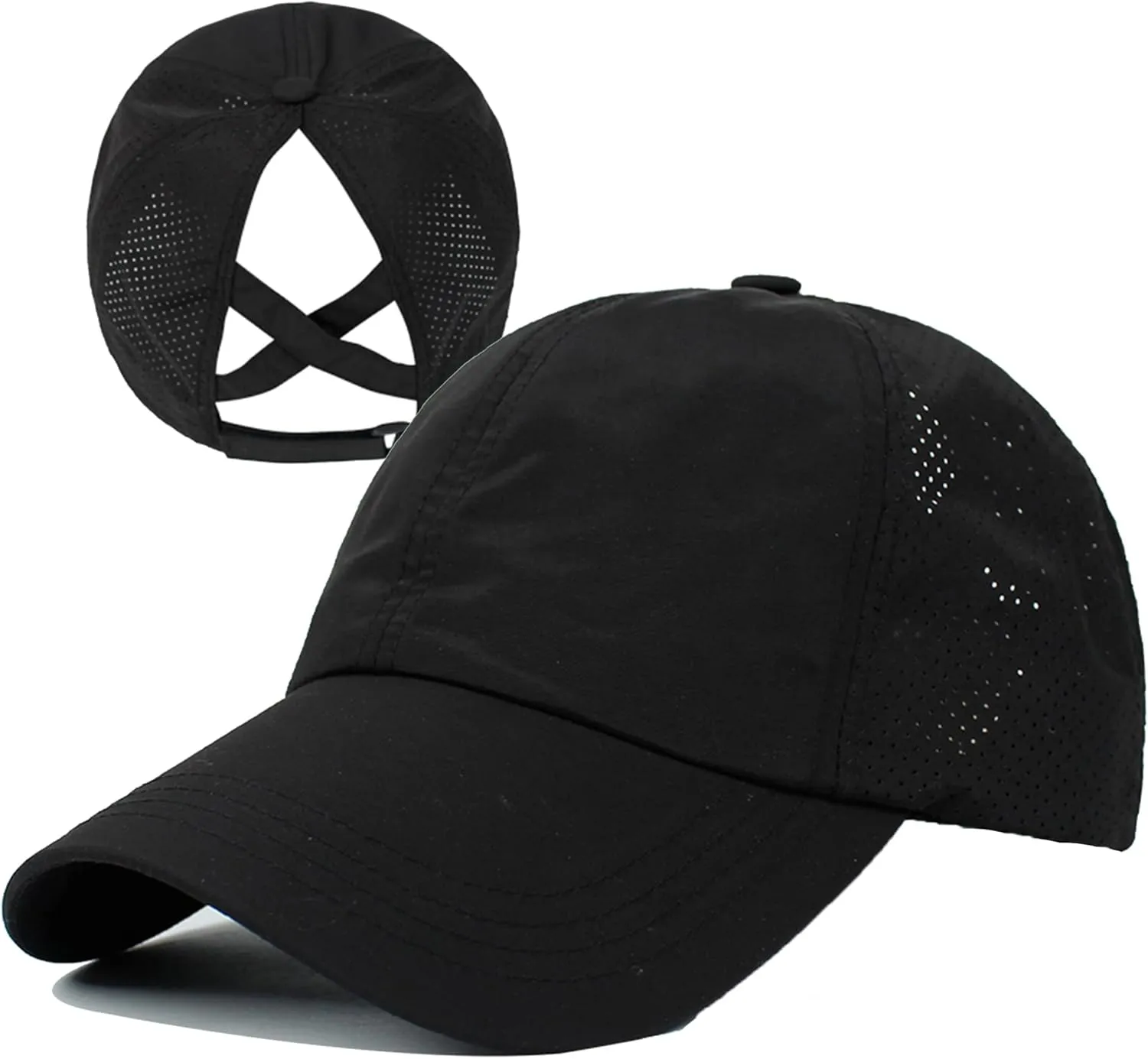 UTTPLL Womens Ponytail Baseball Cap Adjustable Ponycap Trucker Hats Summer Mesh Outdoor Sports Criss Cross Caps Dad Hat