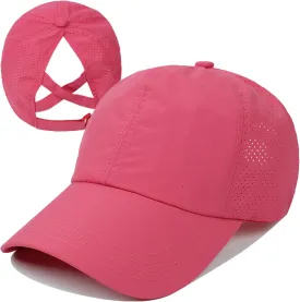 UTTPLL Womens Ponytail Baseball Cap Adjustable Ponycap Trucker Hats Summer Mesh Outdoor Sports Criss Cross Caps Dad Hat