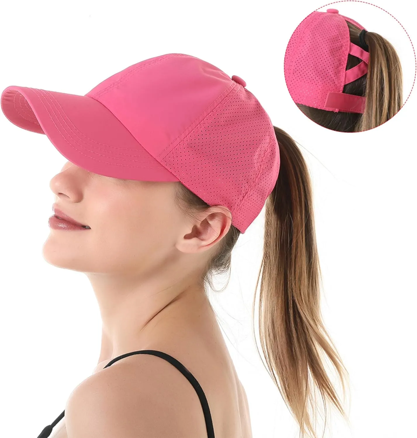 UTTPLL Womens Ponytail Baseball Cap Adjustable Ponycap Trucker Hats Summer Mesh Outdoor Sports Criss Cross Caps Dad Hat