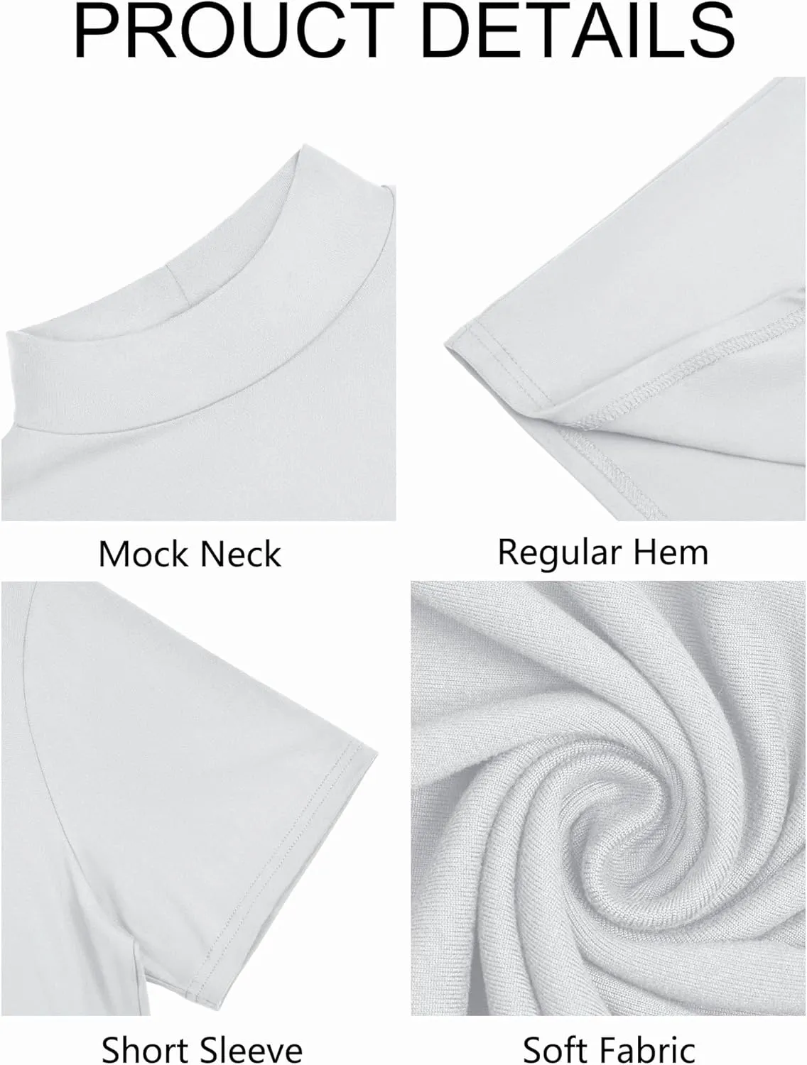Vssjavun Men's Mock Turtleneck T Shirt Short Sleeve Soft Casual Pullover Top Slim fit Solid Basic Undershirts