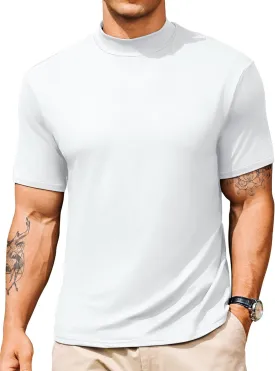 Vssjavun Men's Mock Turtleneck T Shirt Short Sleeve Soft Casual Pullover Top Slim fit Solid Basic Undershirts