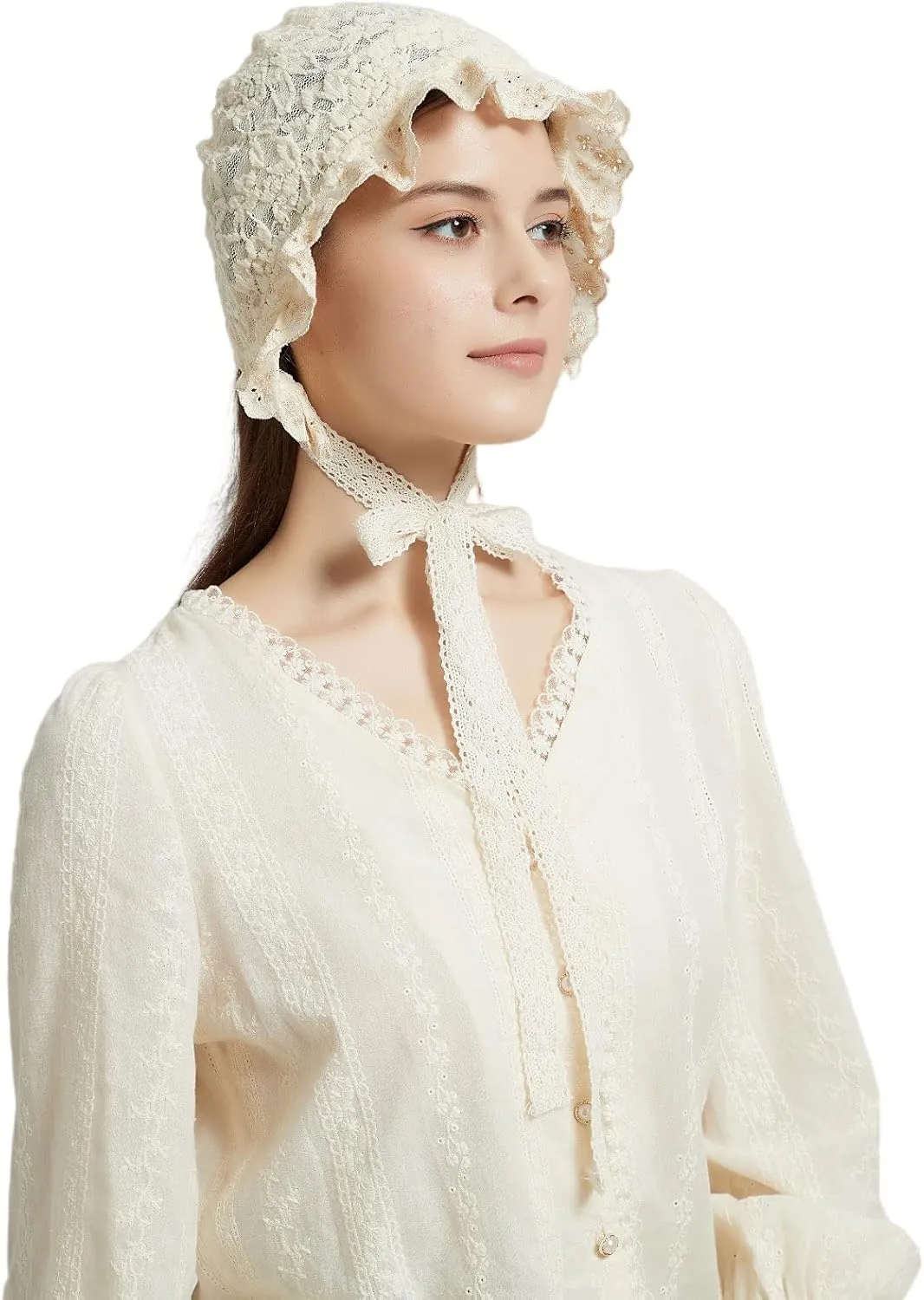 Women's Colonial Bonnet Cap Vintage Costume Accessory Lolita Hat Cute
