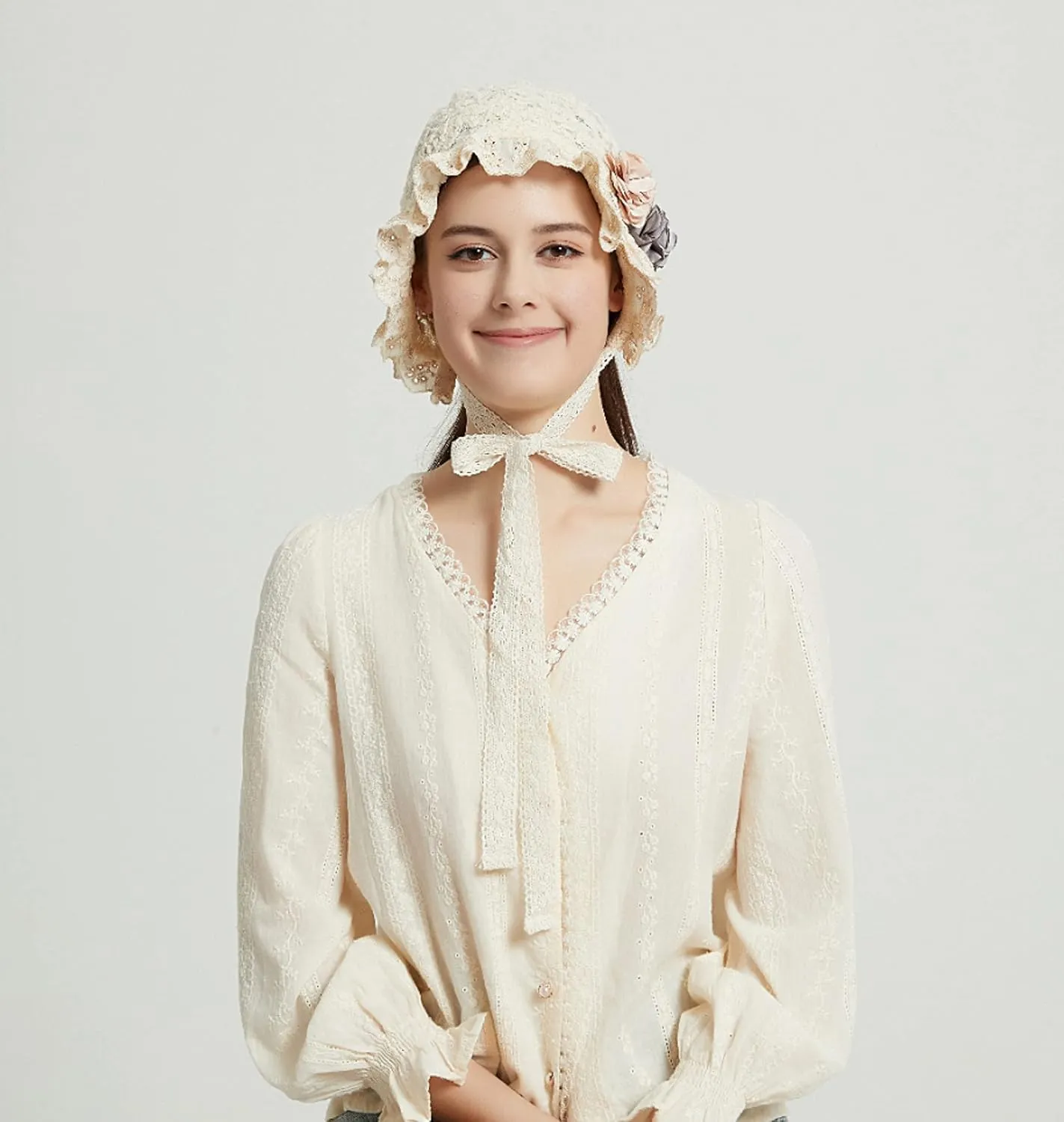 Women's Colonial Bonnet Cap Vintage Costume Accessory Lolita Hat Cute