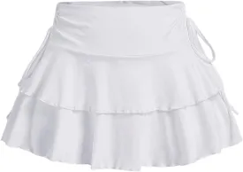 Women's Drawstring Bow Side Mini Skirts Tiered Layer Ruffle Elastic Waist Y2K Coquette Short Skirts