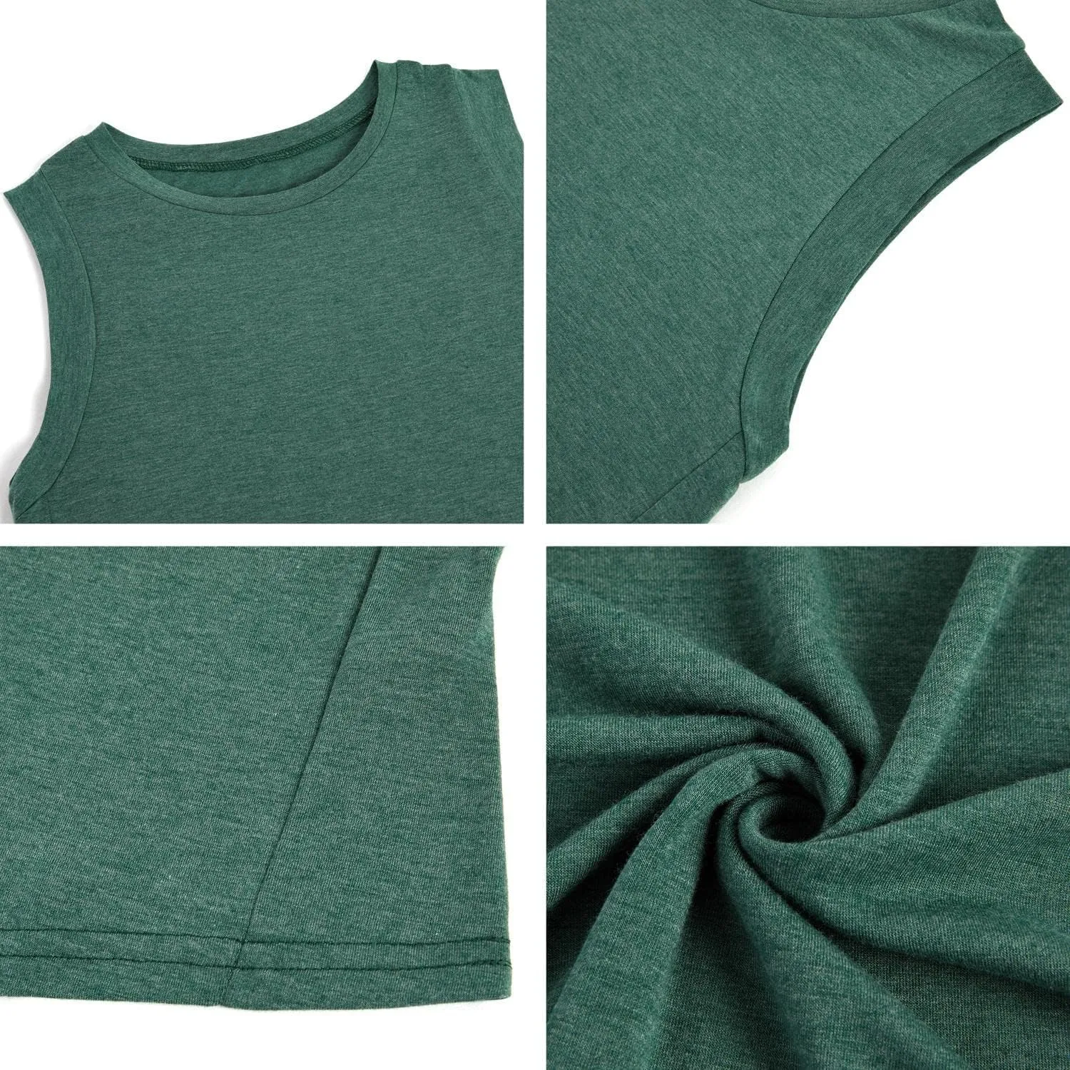 Women's Summer Sleeveless Tank Top Loose Fit Casual Crew Neck T Shirts Basic Tee Tops